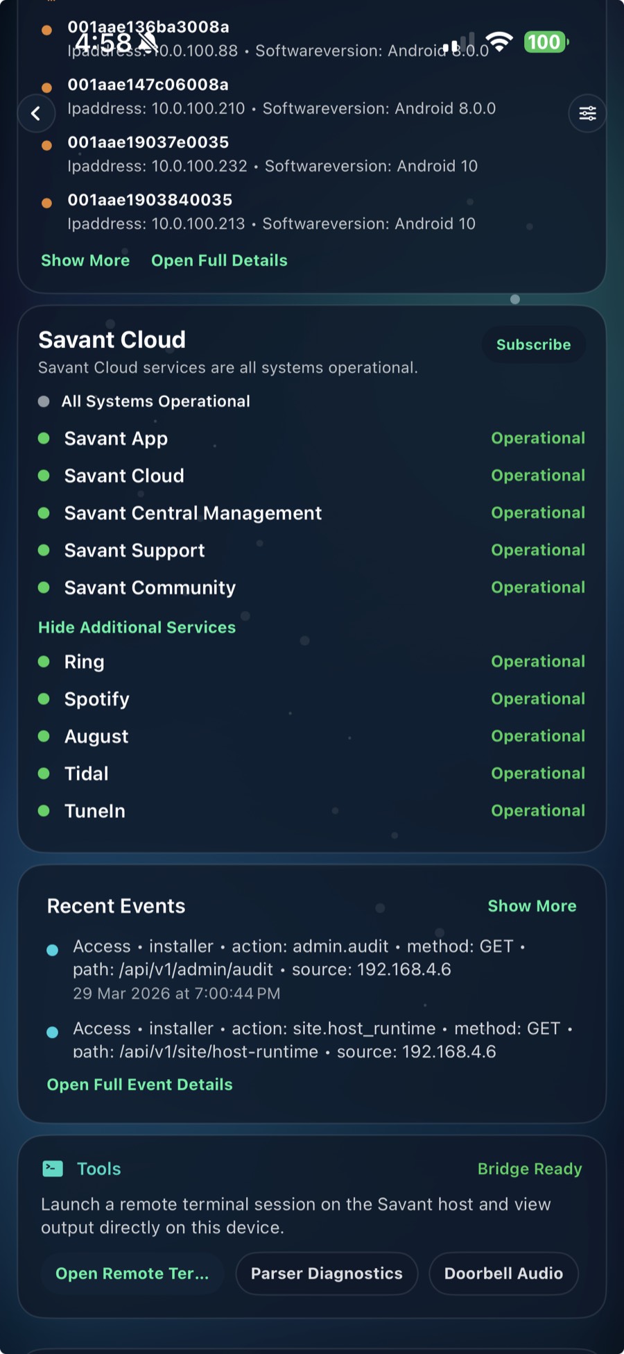 Sentinel Pro app screen showing policy and controls.